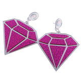 Maxbell Punk Large Diamond Shape Earrings Acrylic Studs Women Fashion Jewelry Purple