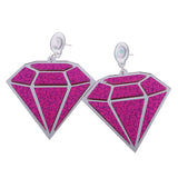 Maxbell Punk Large Diamond Shape Earrings Acrylic Studs Women Fashion Jewelry Purple