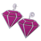 Maxbell Punk Large Diamond Shape Earrings Acrylic Studs Women Fashion Jewelry Purple