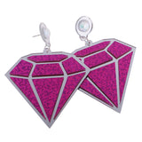 Maxbell Punk Large Diamond Shape Earrings Acrylic Studs Women Fashion Jewelry Purple