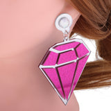 Maxbell Punk Large Diamond Shape Earrings Acrylic Studs Women Fashion Jewelry Purple