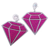 Maxbell Punk Large Diamond Shape Earrings Acrylic Studs Women Fashion Jewelry Purple