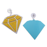 Maxbell Punk Large Diamond Shape Earrings Acrylic Studs Women Fashion Jewelry Yellow