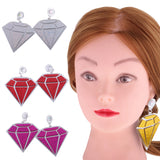 Maxbell Punk Large Diamond Shape Earrings Acrylic Studs Women Fashion Jewelry Yellow