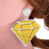 Maxbell Punk Large Diamond Shape Earrings Acrylic Studs Women Fashion Jewelry Yellow