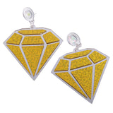 Maxbell Punk Large Diamond Shape Earrings Acrylic Studs Women Fashion Jewelry Yellow