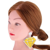 Maxbell Punk Large Diamond Shape Earrings Acrylic Studs Women Fashion Jewelry Yellow