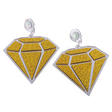 Maxbell Punk Large Diamond Shape Earrings Acrylic Studs Women Fashion Jewelry Yellow