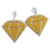 Maxbell Punk Large Diamond Shape Earrings Acrylic Studs Women Fashion Jewelry Yellow