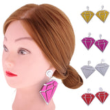 Maxbell Punk Large Diamond Shape Earrings Acrylic Studs Women Fashion Jewelry Yellow