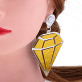 Maxbell Punk Large Diamond Shape Earrings Acrylic Studs Women Fashion Jewelry Yellow