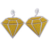 Maxbell Punk Large Diamond Shape Earrings Acrylic Studs Women Fashion Jewelry Yellow