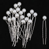 Maxbell 20 Pieces Pearl Hair U Shaped Pins Clips Bridesmaids Jewelry White Pearl