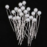 Maxbell 20 Pieces Pearl Hair U Shaped Pins Clips Bridesmaids Jewelry White Pearl