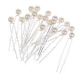 Maxbell 20 Pieces Pearl Hair U Shaped Pins Clips Bridesmaids Jewelry Beige Pearl