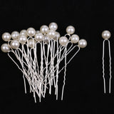 Maxbell 20 Pieces Pearl Hair U Shaped Pins Clips Bridesmaids Jewelry Beige Pearl