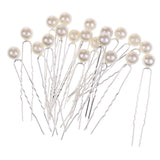 Maxbell 20 Pieces Pearl Hair U Shaped Pins Clips Bridesmaids Jewelry Beige Pearl