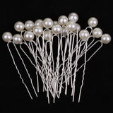 Maxbell 20 Pieces Pearl Hair U Shaped Pins Clips Bridesmaids Jewelry Beige Pearl