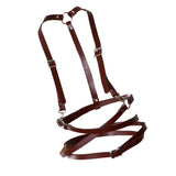 Maxbell Fashion Women Faux Leather Body Suspenders Harness Belt Lightweight Brown