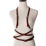 Maxbell Fashion Women Faux Leather Body Suspenders Harness Belt Lightweight Brown