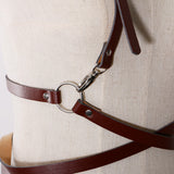 Maxbell Fashion Women Faux Leather Body Suspenders Harness Belt Lightweight Brown