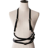 Maxbell Fashion Women Faux Leather Body Suspenders Harness Belt Lightweight Black