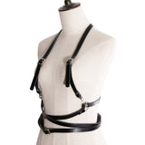 Maxbell Fashion Women Faux Leather Body Suspenders Harness Belt Lightweight Black