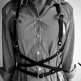 Maxbell Fashion Women Faux Leather Body Suspenders Harness Belt Lightweight Black