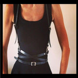 Maxbell Fashion Women Faux Leather Body Suspenders Harness Belt Lightweight Black