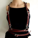 Maxbell Fashion Women Faux Leather Body Suspenders Harness Belt Lightweight Black