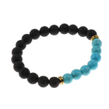 Maxbell Natural Lava Rock Stone Beads Bangle Yoga Beaded Bracelets Blue