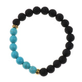 Maxbell Natural Lava Rock Stone Beads Bangle Yoga Beaded Bracelets Blue