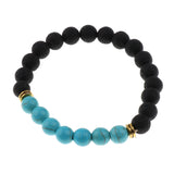 Maxbell Natural Lava Rock Stone Beads Bangle Yoga Beaded Bracelets Blue