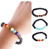 Maxbell Natural Lava Rock Stone Beads Bangle Yoga Beaded Bracelets Blue