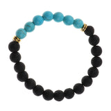 Maxbell Natural Lava Rock Stone Beads Bangle Yoga Beaded Bracelets Blue