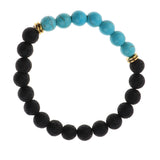 Maxbell Natural Lava Rock Stone Beads Bangle Yoga Beaded Bracelets Blue