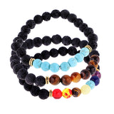 Maxbell Natural Lava Rock Stone Beads Bangle Yoga Beaded Bracelets Blue