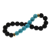 Maxbell Natural Lava Rock Stone Beads Bangle Yoga Beaded Bracelets Blue