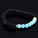 Maxbell Natural Lava Rock Stone Beads Bangle Yoga Beaded Bracelets Blue