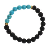 Maxbell Natural Lava Rock Stone Beads Bangle Yoga Beaded Bracelets Blue