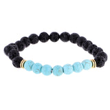 Maxbell Natural Lava Rock Stone Beads Bangle Yoga Beaded Bracelets Blue