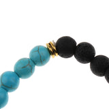 Maxbell Natural Lava Rock Stone Beads Bangle Yoga Beaded Bracelets Blue