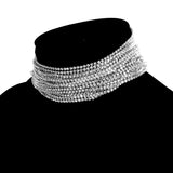 Maxbell Multilayer Rhinestone Choker Statement Necklace Wedding Jewelry Silver