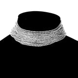 Maxbell Multilayer Rhinestone Choker Statement Necklace Wedding Jewelry Silver