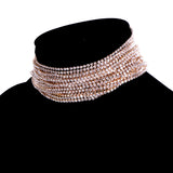 Maxbell Multilayer Rhinestone Choker Statement Necklace Wedding Jewelry Gold