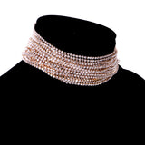 Maxbell Multilayer Rhinestone Choker Statement Necklace Wedding Jewelry Gold