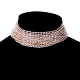 Maxbell Multilayer Rhinestone Choker Statement Necklace Wedding Jewelry Gold