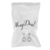 Maxbell Full Rhinestone Oval Drop Dangle Earrings Wedding Jewelry Decorations White