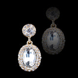 Maxbell Full Rhinestone Oval Drop Dangle Earrings Wedding Jewelry Decorations White