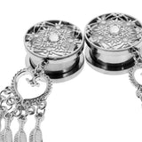 Maxbell Dreamcatcher Cute Feather Pendant Dangle Ear Plug Tunnel Crystal Gauge 16mm
